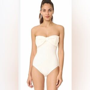 Kate Spade New York Women's Bow Swimsuit, Cream Size XS in Gently Used Condition